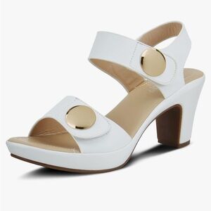 Patrizia by Spring step DADE white heel Velcro strap 37 EUC